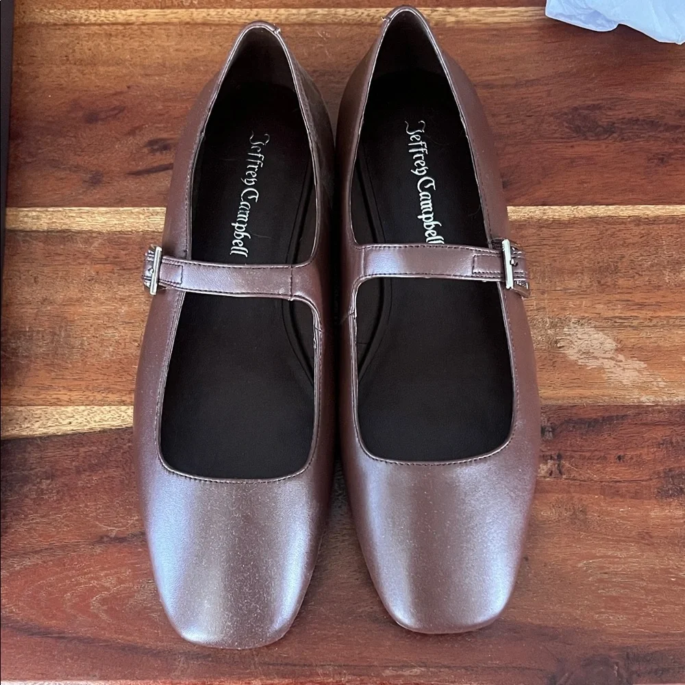 Jeffrey Campbell Brown Mary Jane Flats with Buckle Strap